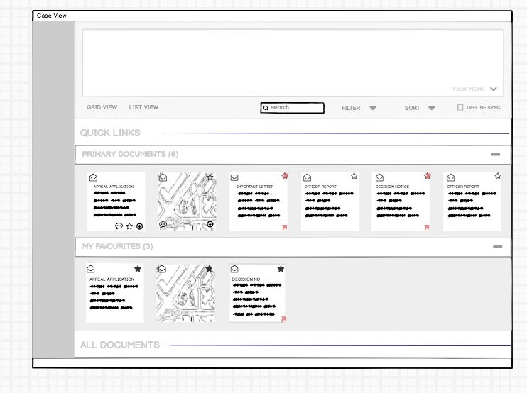 Early clickable prototype used to test the case-view direction.